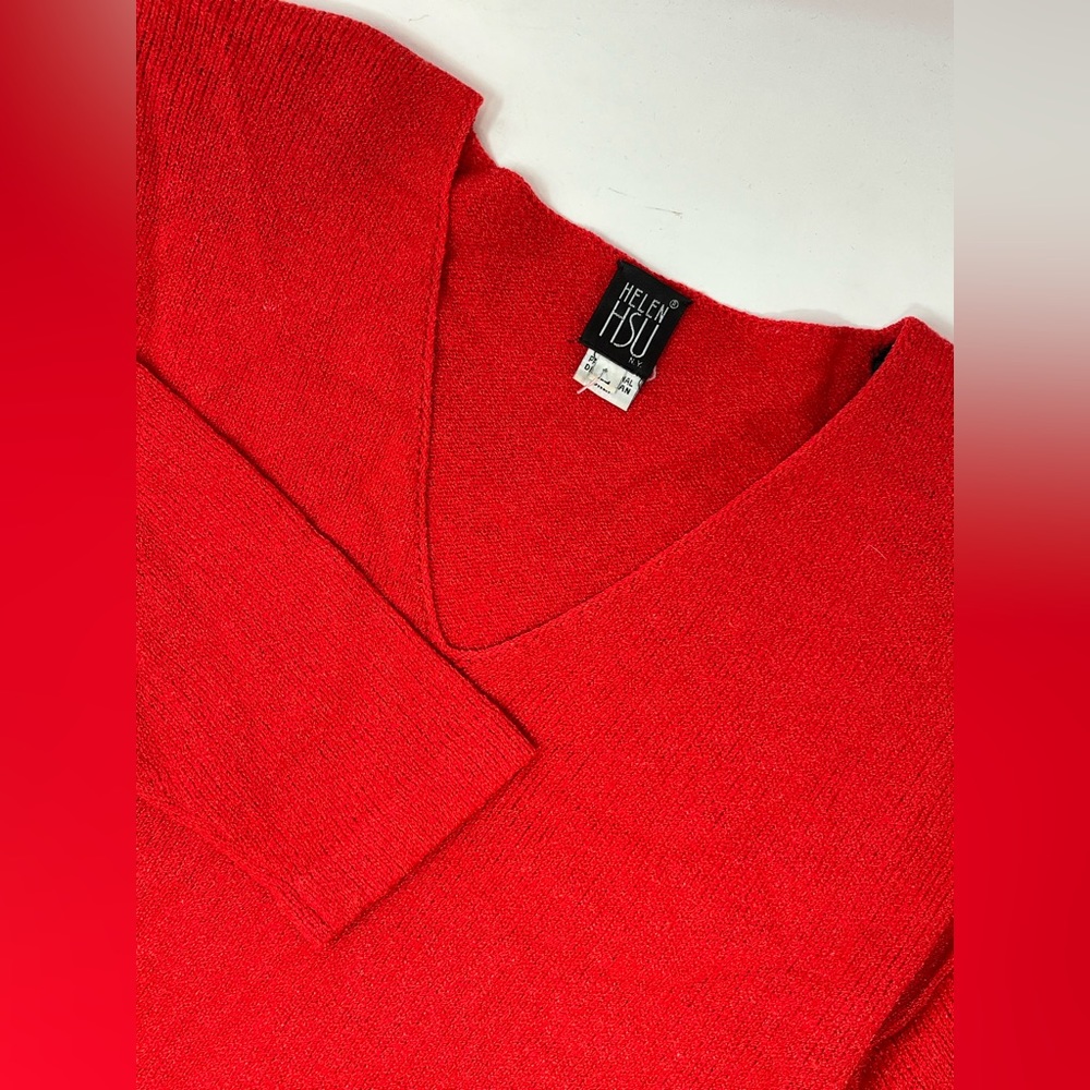 Helen Hsu Womens Large Red Long Sleeve Sweater Dry Clean Only Used Vintage GHR6